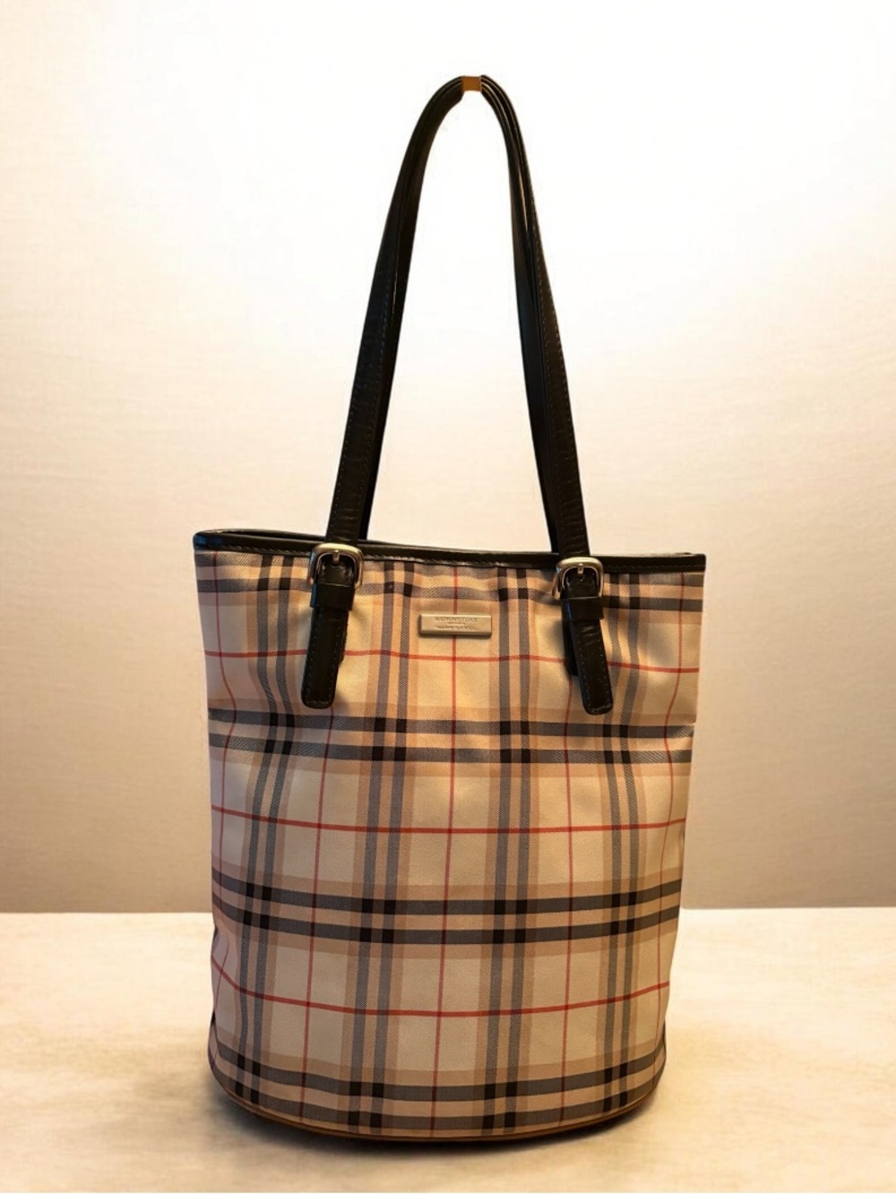 Burberry Blue Label Nova Check Tote Bag Beige Plaid Shoulder Bag